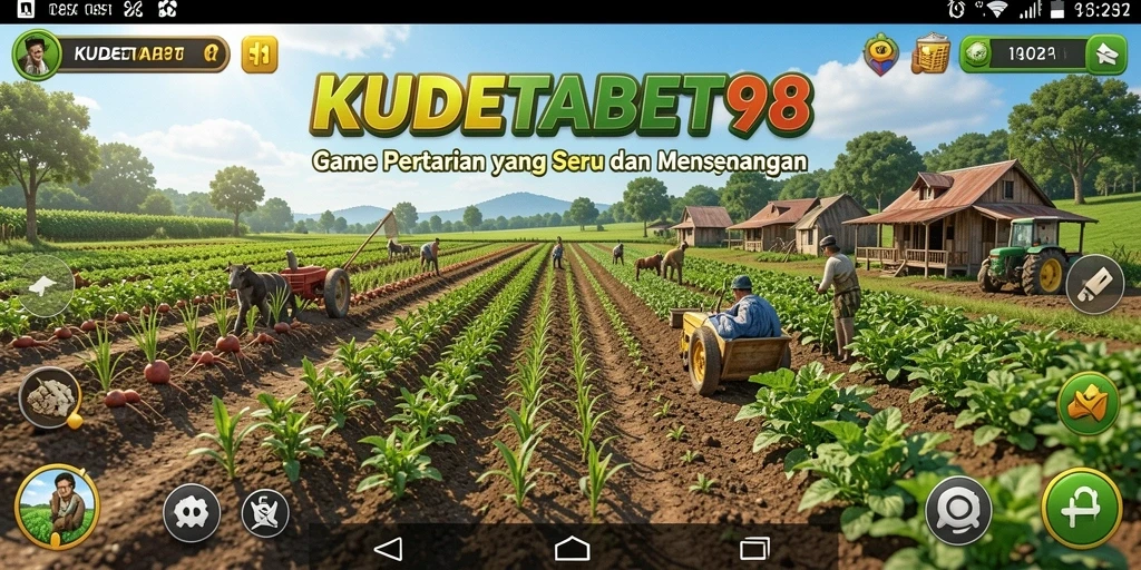 Tampilan gameplay <strong>KUDETABET98</strong> dengan aktivitas pertanian yang seru.