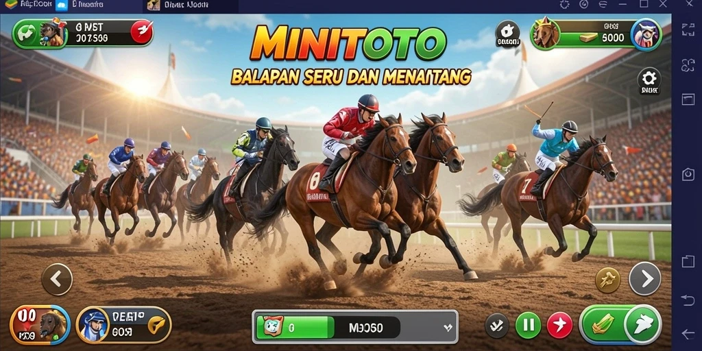 Tampilan aksi seru dalam gameplay balapan MINITOTO.