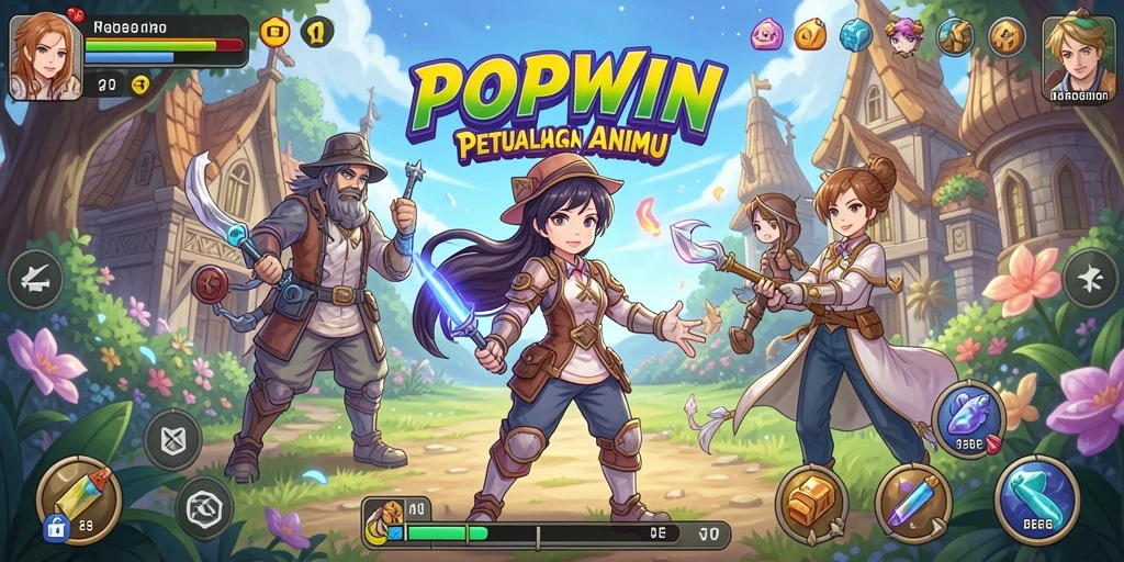 Tampilan gameplay seru dan interaktif dalam dunia anime.