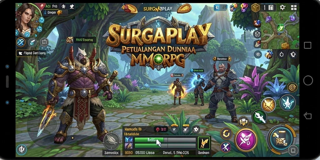 Tampilan menakjubkan dari permainan MMORPG SURGAPLAY yang penuh aksi.